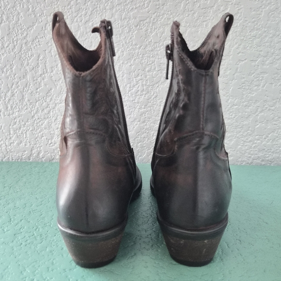 Western Ankle Boots Distressed Leather Pointed Toe Side Zip Emanuele Crasto - Picture 4 of 13